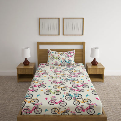 Bicycle Print Bed Sheet