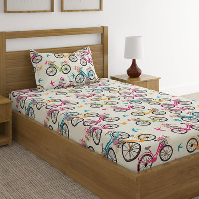 Bicycle Print Bed Sheet