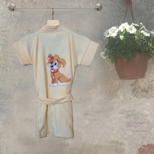 Kids Embroidered Bathrobes Dog