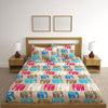 Red and Blue Elephant Print Bed Sheet