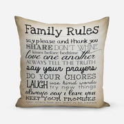 Family rules Beige Cushion Cover