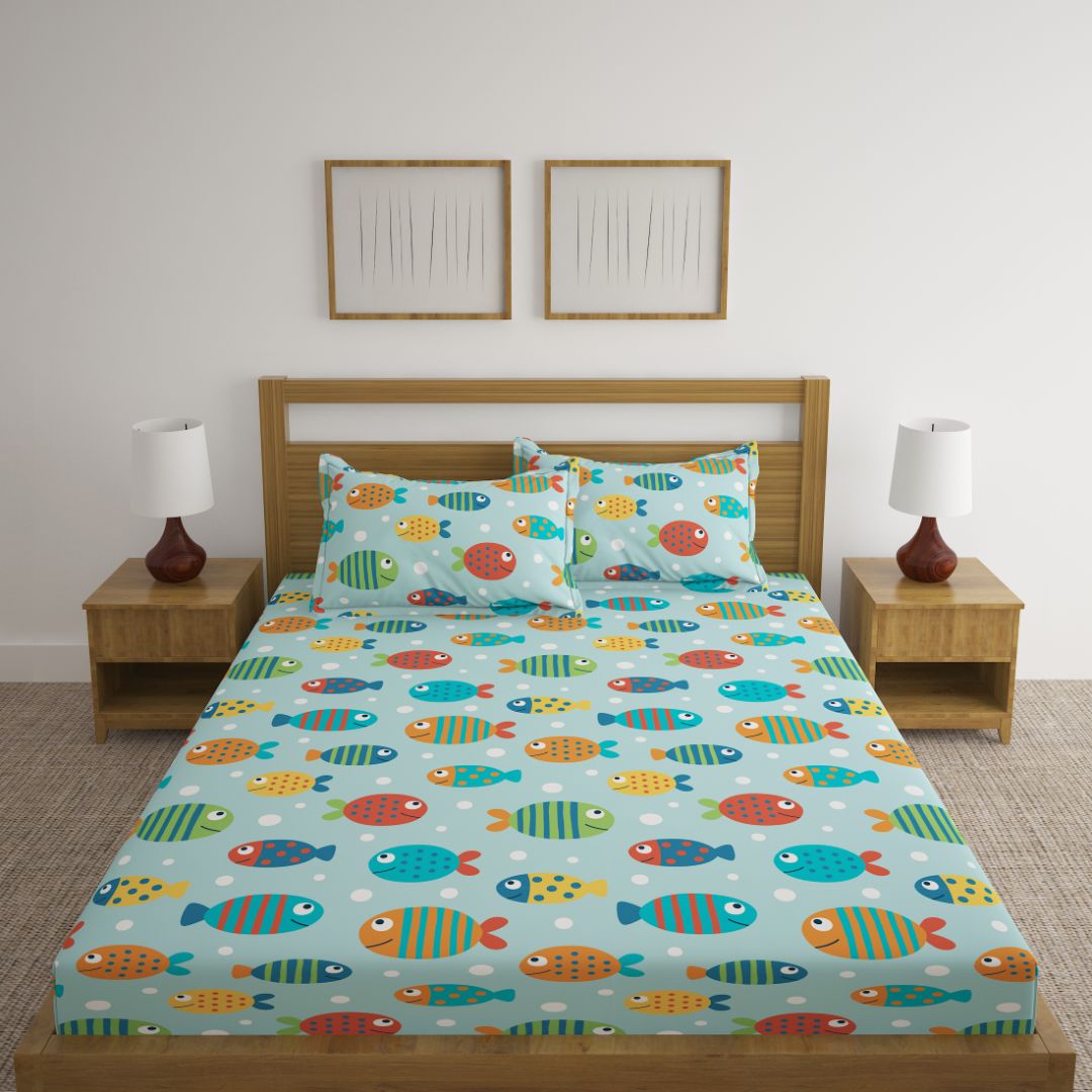 Fish Print Bed Sheet