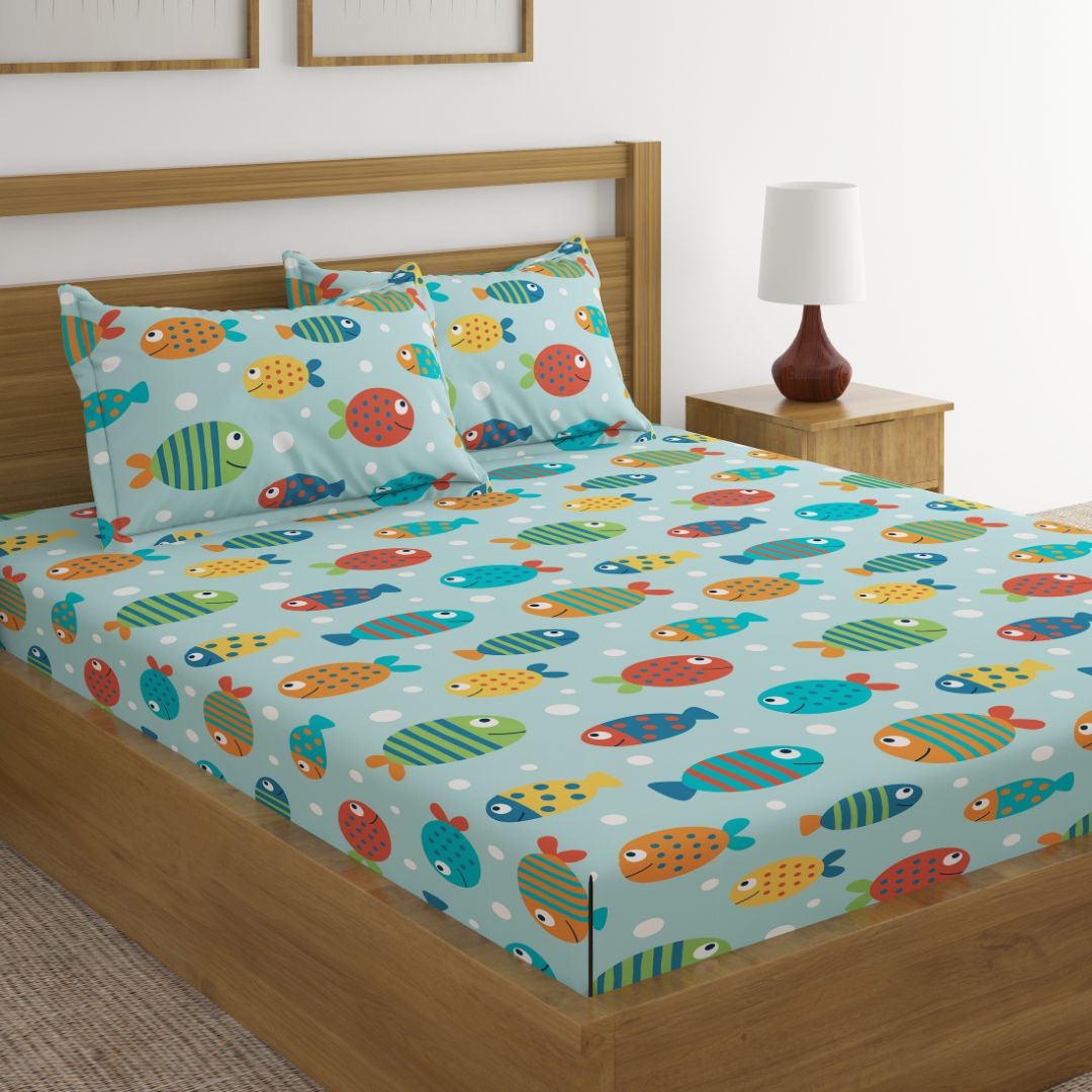 Fish Pattern Bedding Set Fish Anatomy Design Duvet Cover For Kids