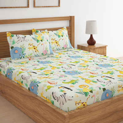 Jungle Light Green Print Bed Sheet