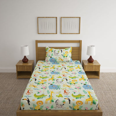 Jungle Light Green Print Bed Sheet