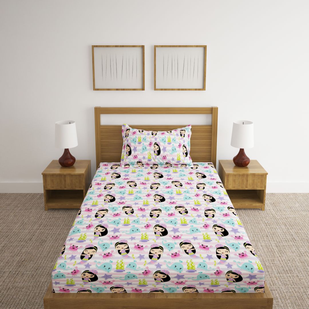 Mermaid Print Bed Sheet