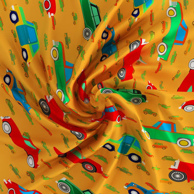 Cars Orange Print Bed Sheet