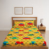 Cars Orange Print Bed Sheet