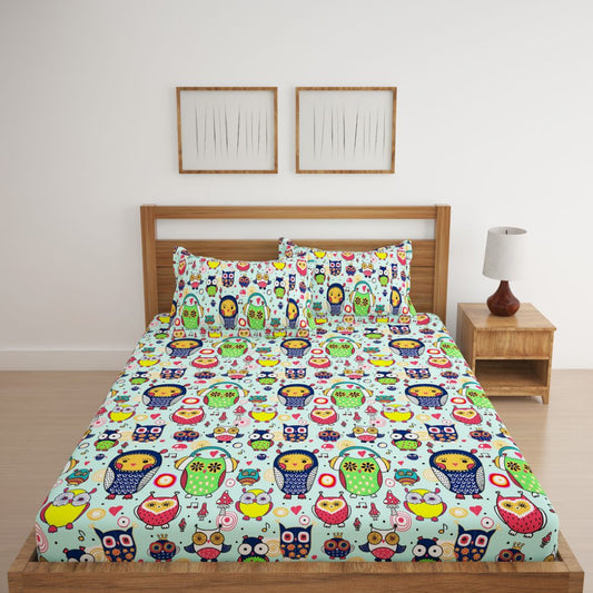 New Born Owls Print Bed Sheet