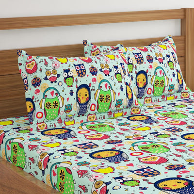 New Born Owls Print Bed Sheet