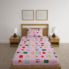 Back To School Pink Owl Print Bed Sheet