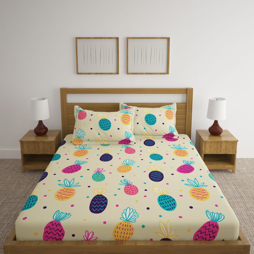 Pineapple Print Bed Sheet