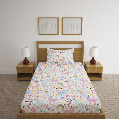 Unicorn Pink Print Bed Sheet