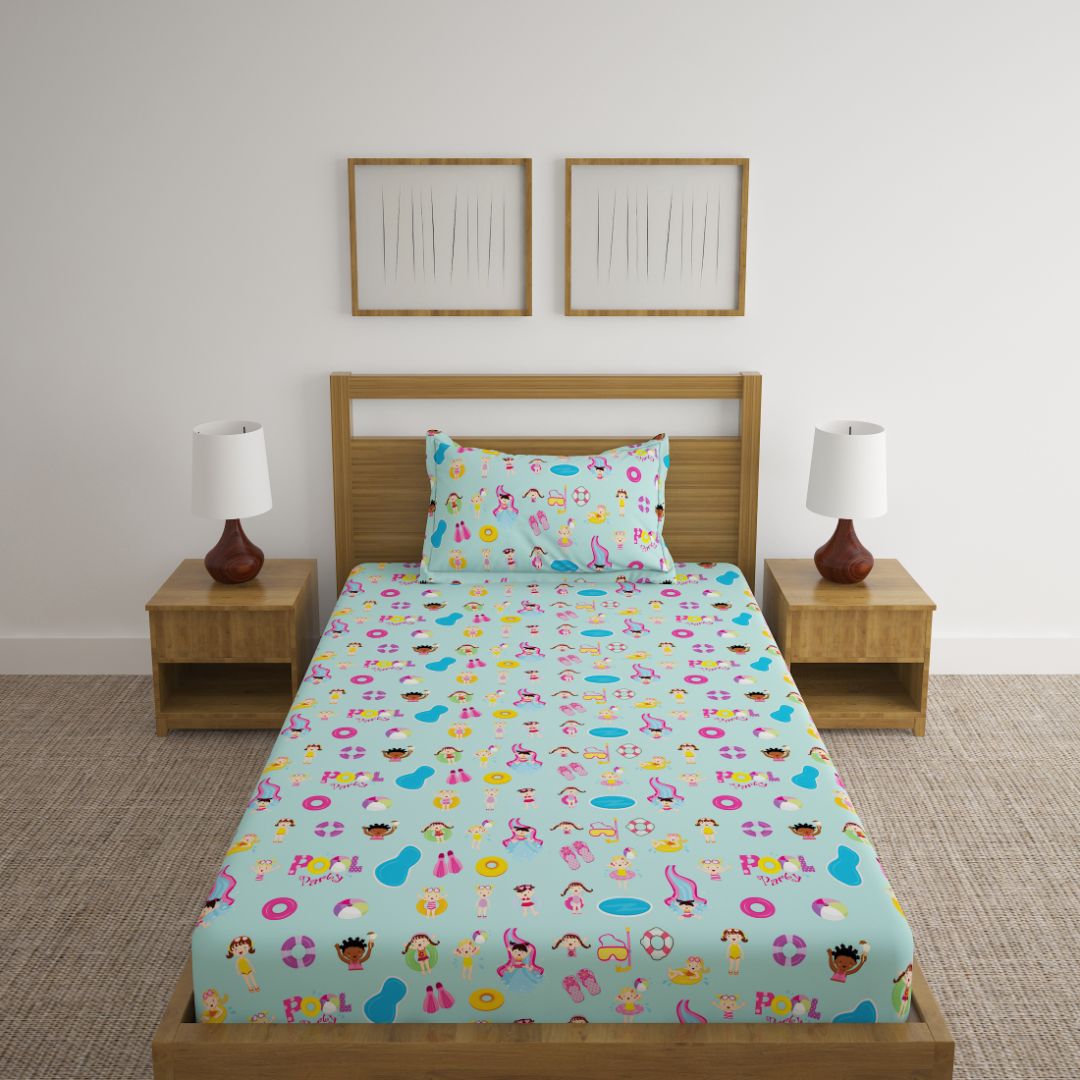 Pool Party Print Bed Sheet