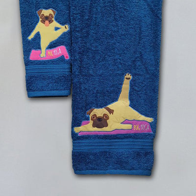 Pug Yoga Embroidered Personalized Towel