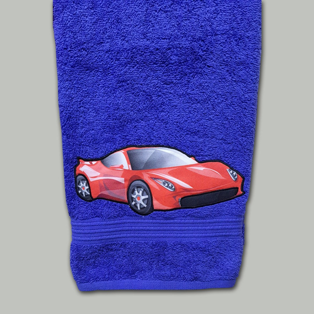 Racing Car Embroidered Personalized Towel