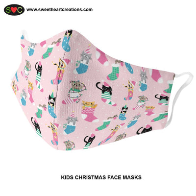 Kids Christmas Face Mask Pack of 3 Masks 100% Cotton soft and breathable