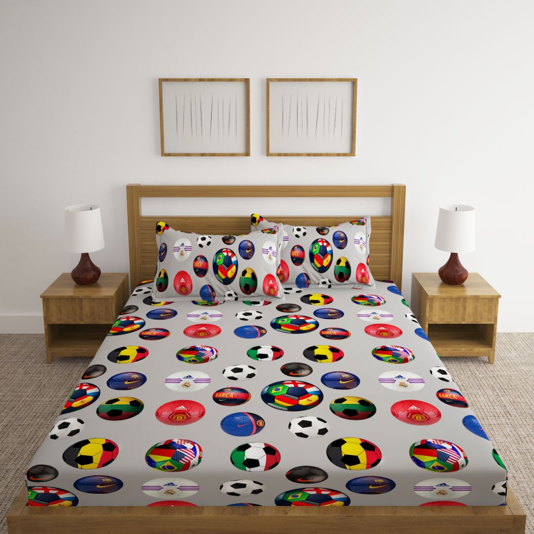 Soccer Balls Print Bed Sheet