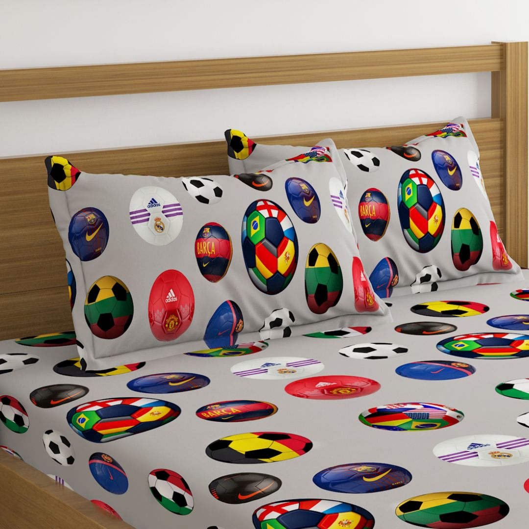 Soccer Balls Print Bed Sheet