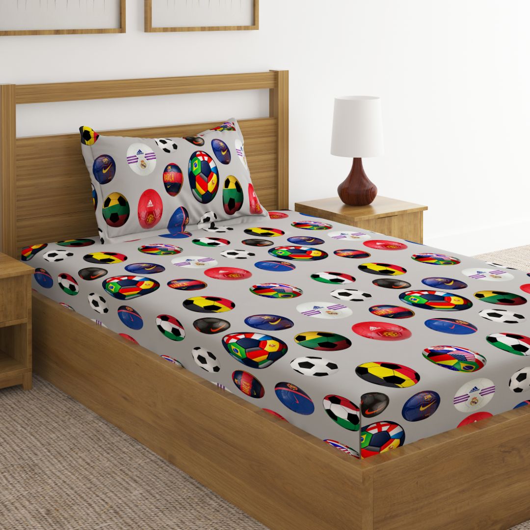 Soccer Balls Print Bed Sheet