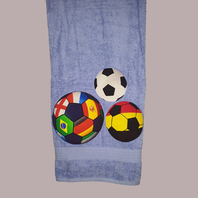 Soccer Blue Embroidered Personalized Towel