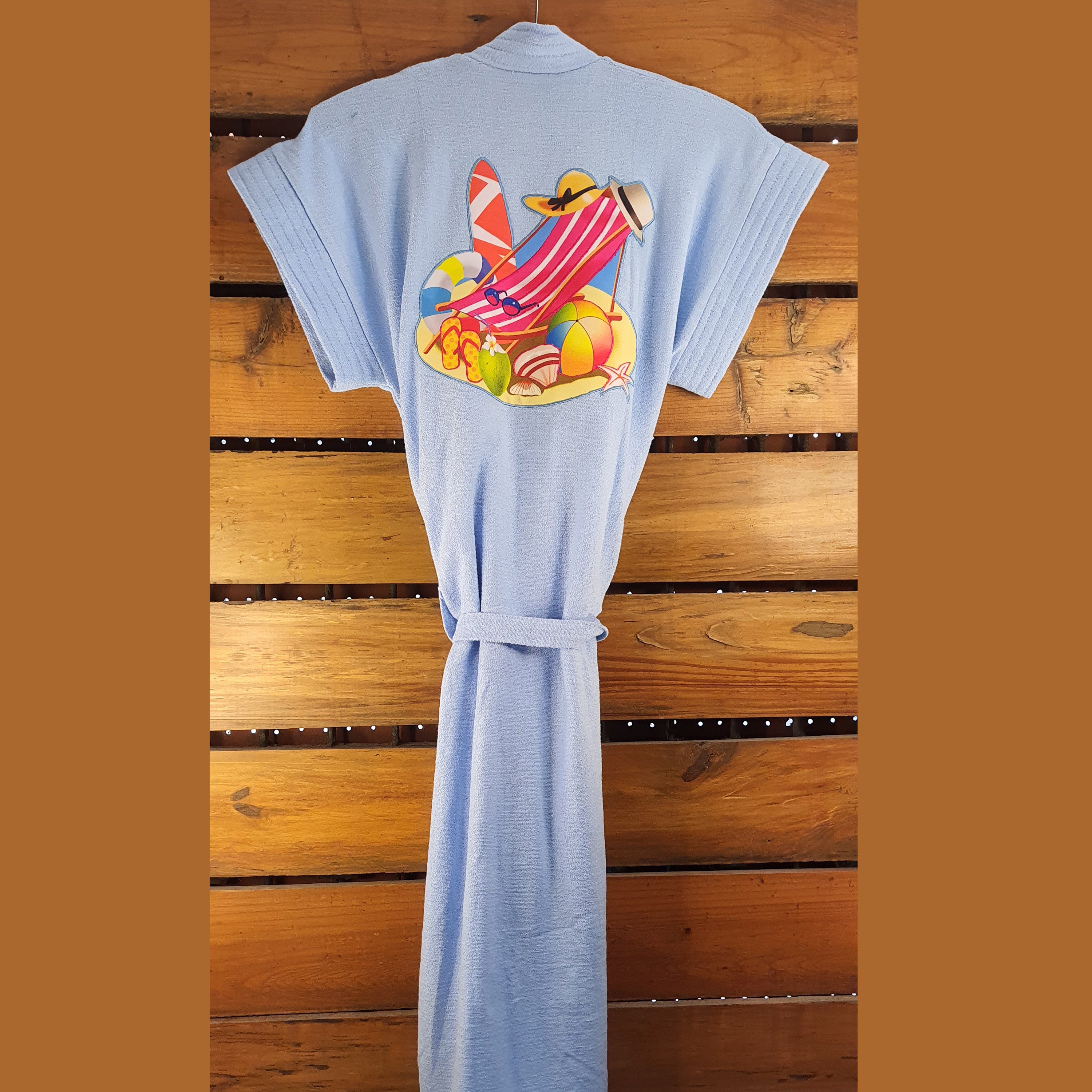 Kids Embroidered Bathrobes Summer Sky Blue