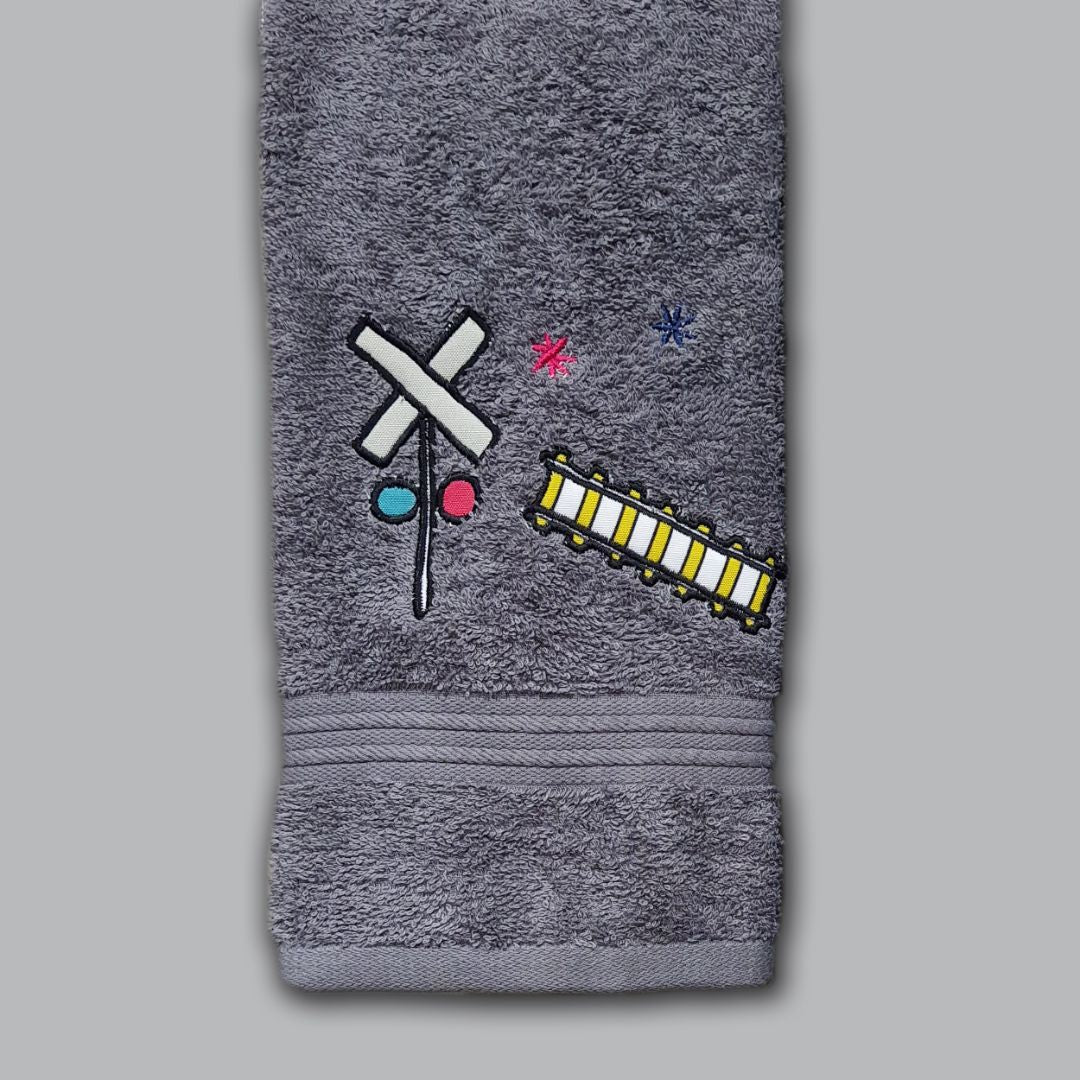 Train Embroidered Personalized Towel