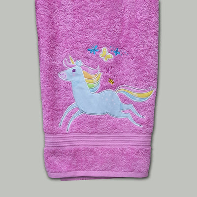 Unicorn Pink Embroidered Personalized Towel