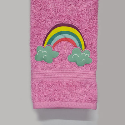 White Unicorn Embroidered Personalized Towel Pink