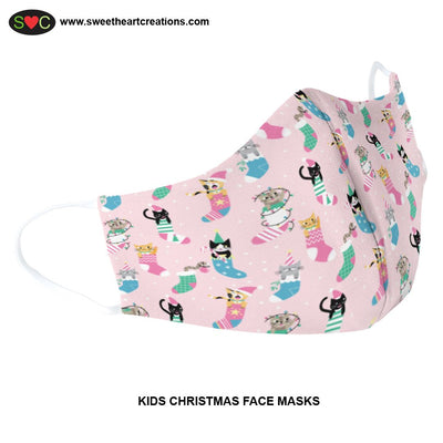 Kids Christmas Face Mask Pack of 3 Masks 100% Cotton soft and breathable